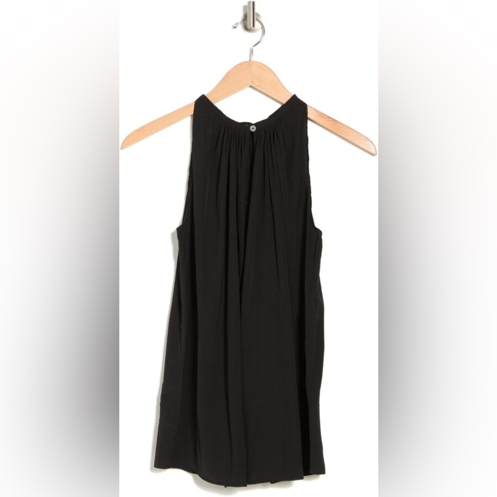Catherine Malandrino Black Pleated Halter Neck Flowy Blouse Shirt Tank Women’s